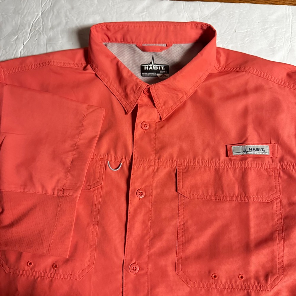 Habit Mens Fishing Shirt XL Spiced Coral Short Sleeve UPF Solar Factor‎ TS10613